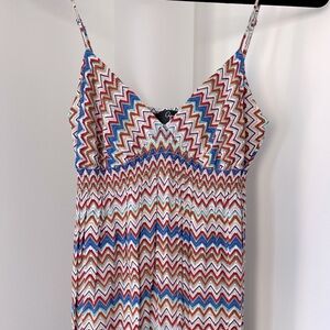 Women’s Chevron Maxi Dress with Adjustable Straps